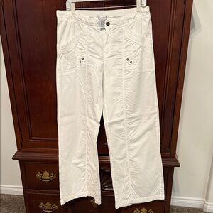 Women's 100% Cotton Wide Leg White Pants. Size Medium